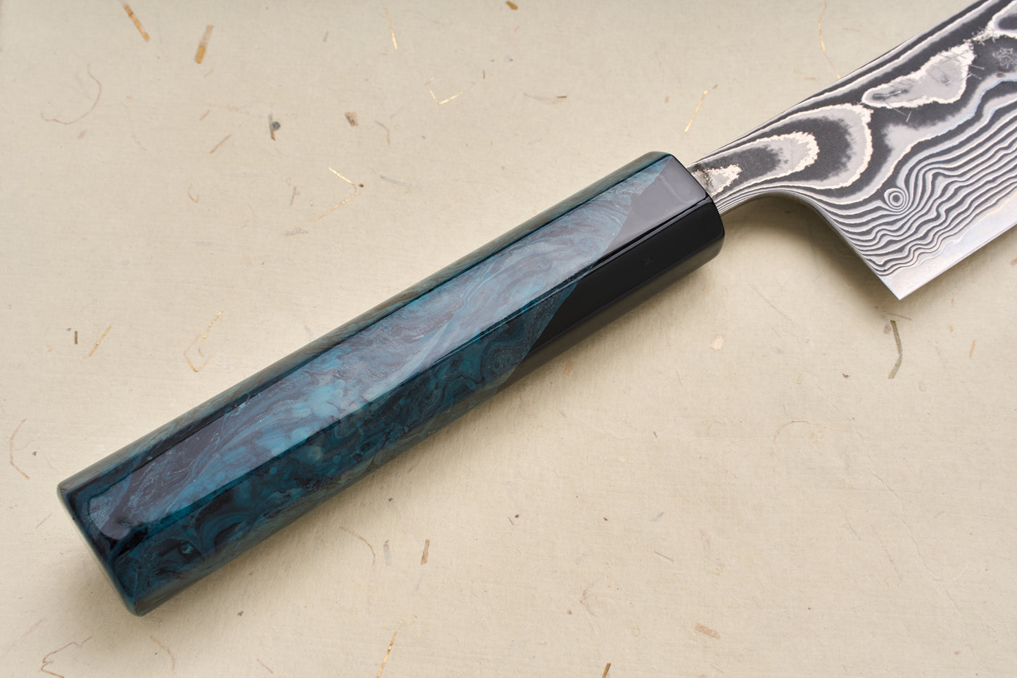 Custom Handle Tetsuhiro SG2 Damascus Kanko Kiritsuke Santoku 165mm