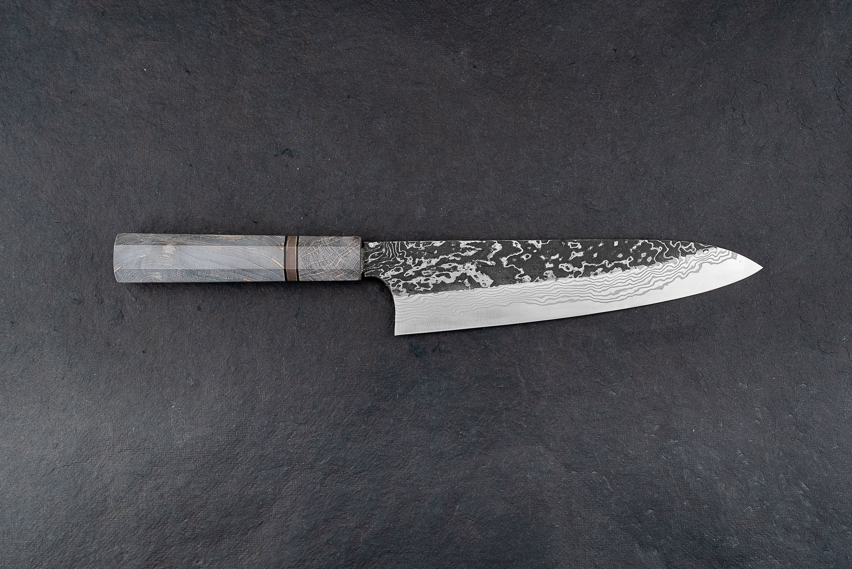 Hatsukokoro Nigara SLD Kurouchi Damascus Gyuto 210mm from Nigara Hamono