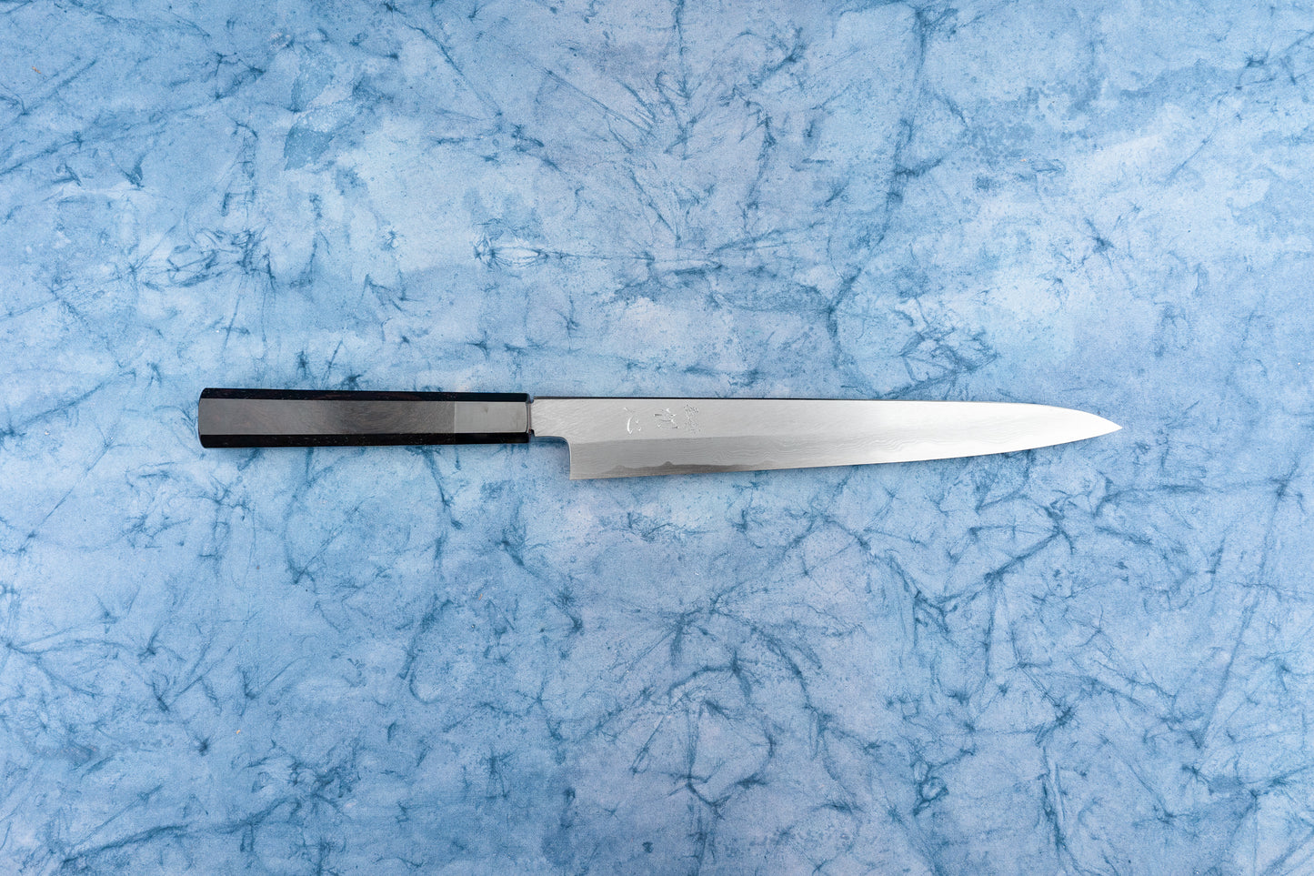 Satoshi Nakagawa Hatsukokoro Aoichi Damascus Shinogi Santoku 180mm from Nakagawa Hamono
