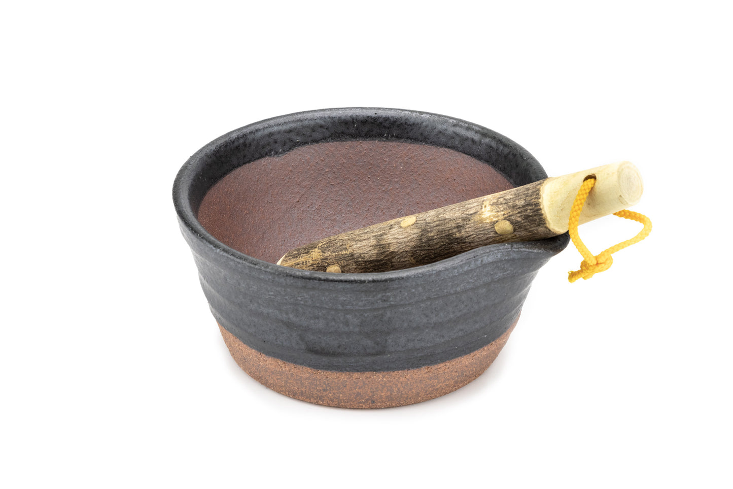 Santo Banko-yaki Suribachi Japanese Ceramic Mortar with a Pestle from Santo Banko