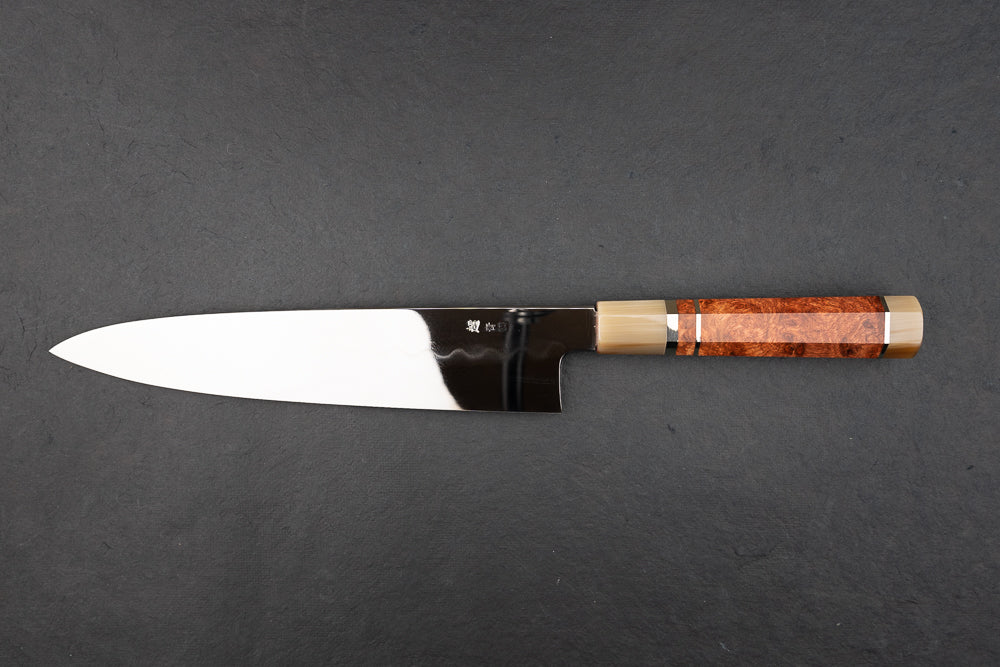 Yoshikazu Ikeda Aogami Super Honyaki Mirror Namiukashi Gyuto 240mm from Yoshikazu Ikeda