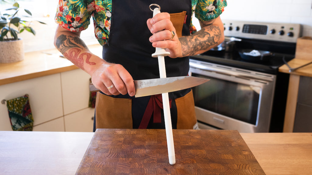 Professional Stainless Steel Knife Sharpener, Cooking Knife Blade  Sharpening Bar Honing Rod with Handle, Butcher Knife Honer Kitchen  Appliances (#1)
