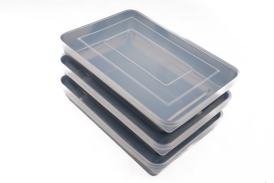 Arnest Stainless Steel Prep/Storage Pans with Strainer and Plastic Lids Set