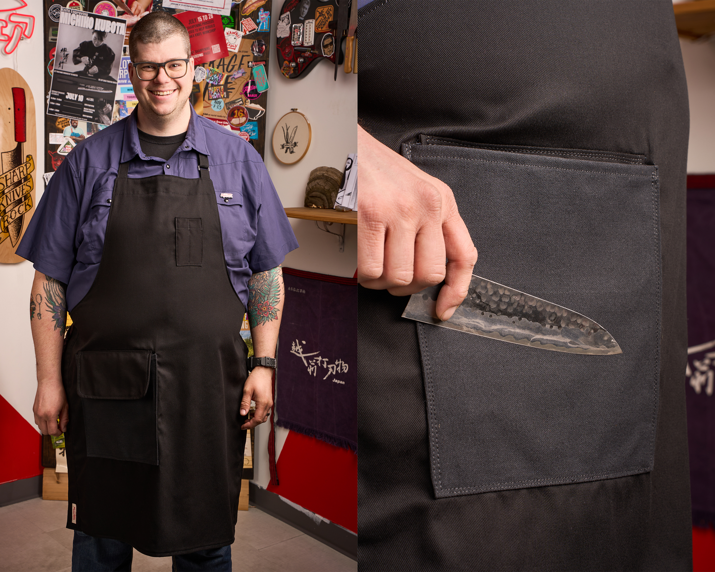 Tablier Knifewear Good-As - Sergé de coton noir