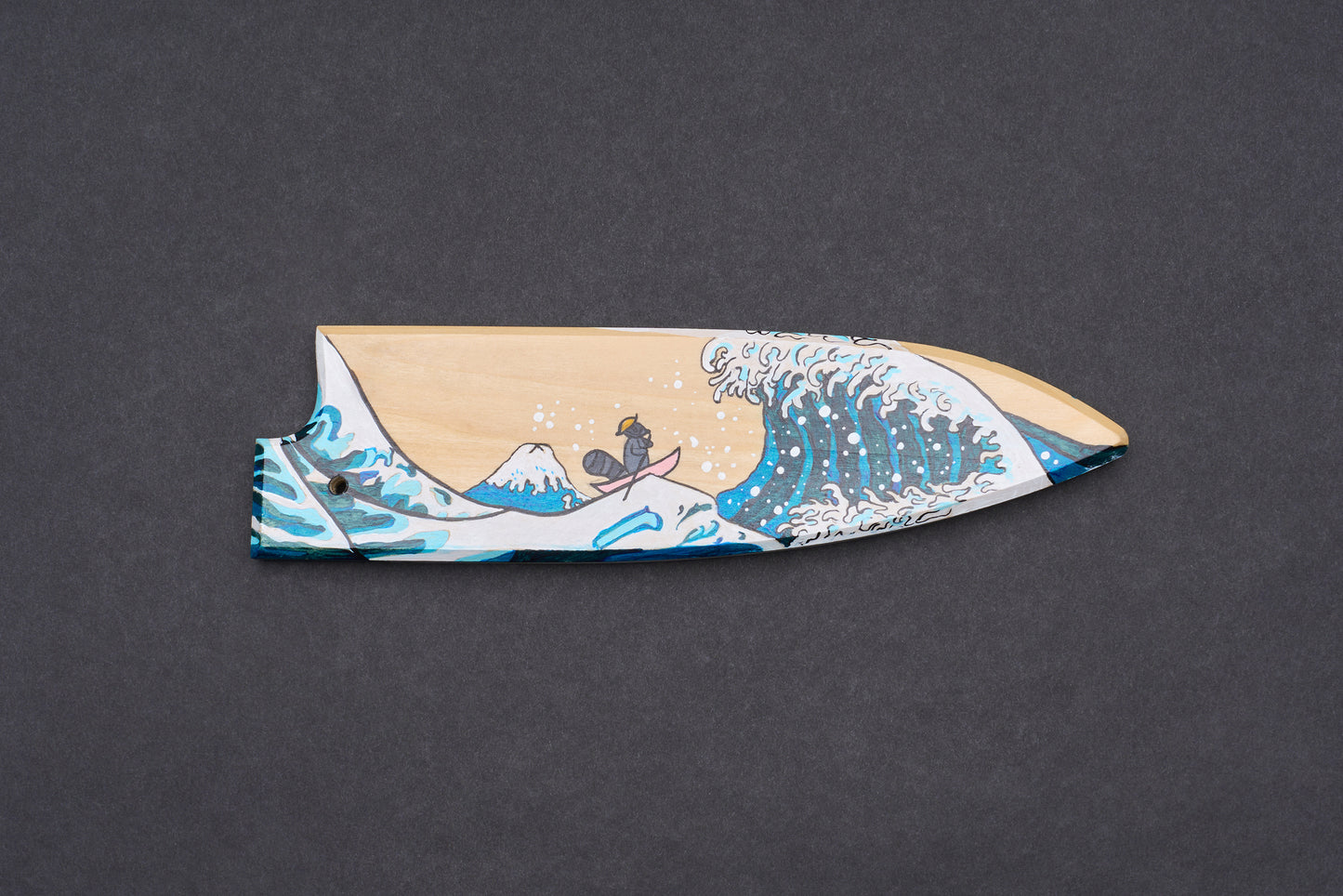 Blue Handle Hado Shiosai Bunka 180mm with Handpainted Saya Set