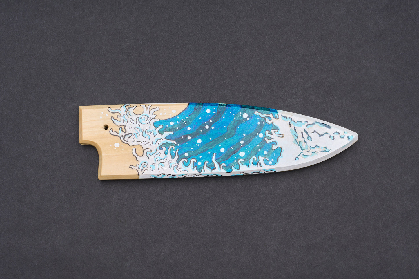 Blue Handle Hado Shiosai Bunka 180mm with Handpainted Saya Set