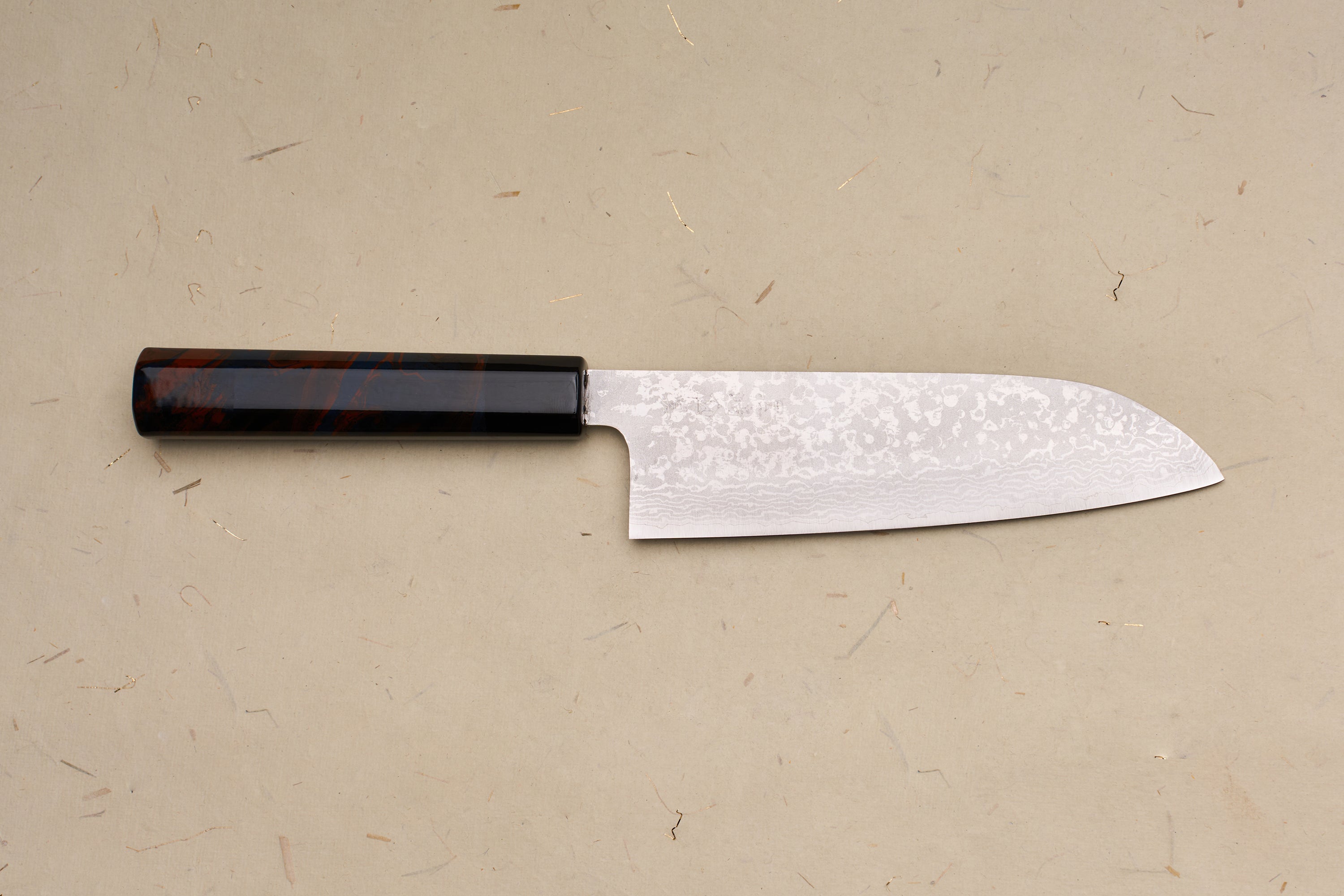 Custom Handle Makoto Kurosaki VG7 Suminagashi Santoku 165mm