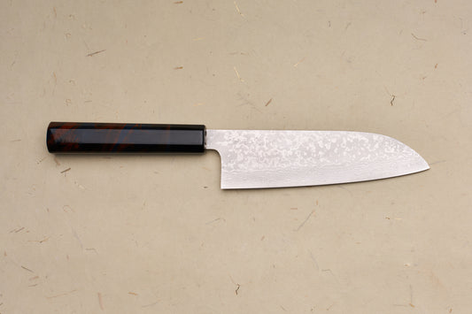 Custom Handle Makoto Kurosaki VG7 Suminagashi Santoku 165mm