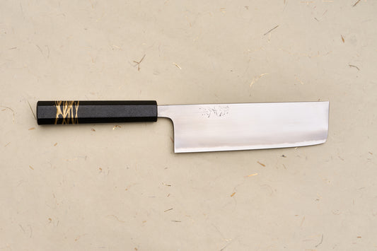 Custom Handle Toshihiro Wakui Shirogami Stainless Migaki Nakiri 165mm