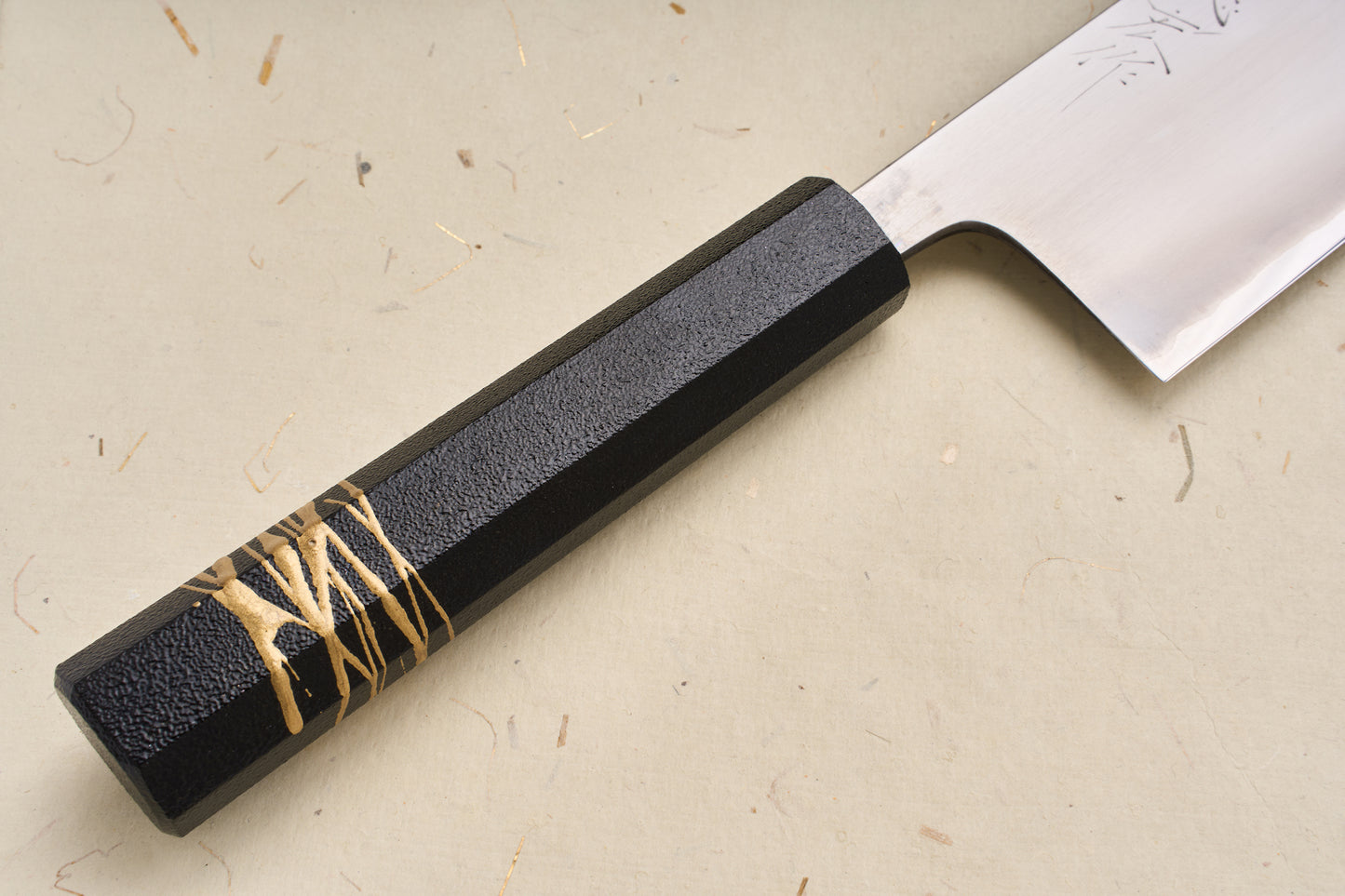 Custom Handle Toshihiro Wakui Shirogami Stainless Migaki Nakiri 165mm