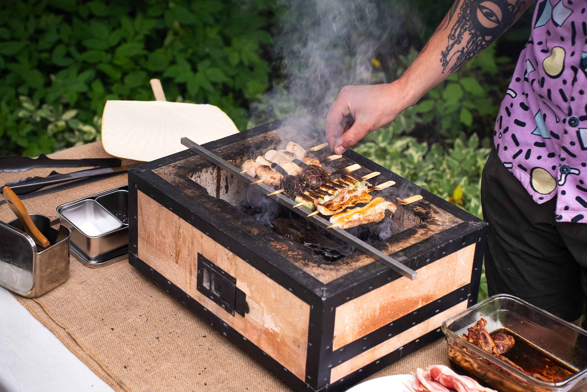 Charcoal Grill Japanese Skewers Recipe Yakitori BBQ Porous Ceramic