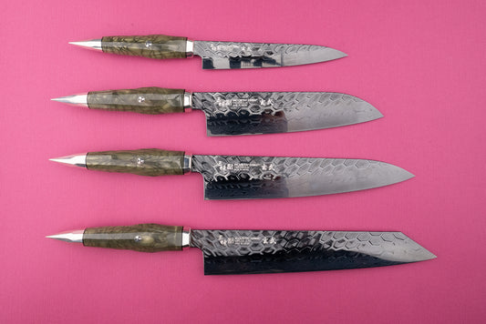 Mcusta Zanmai Genbu Coreless Damascus 4pc Knife Set