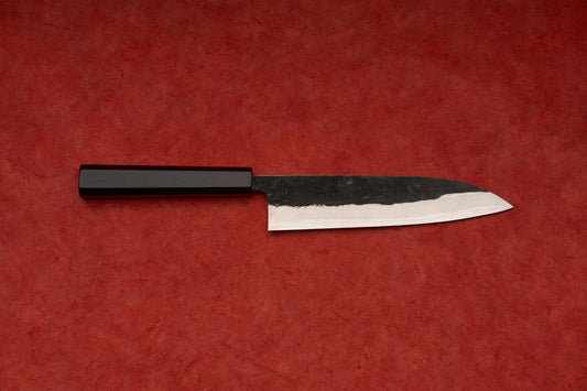 Couteau de chef Hatsukokoro Kurokaze Shirogami Acier inoxydable Kurouchi 180mm