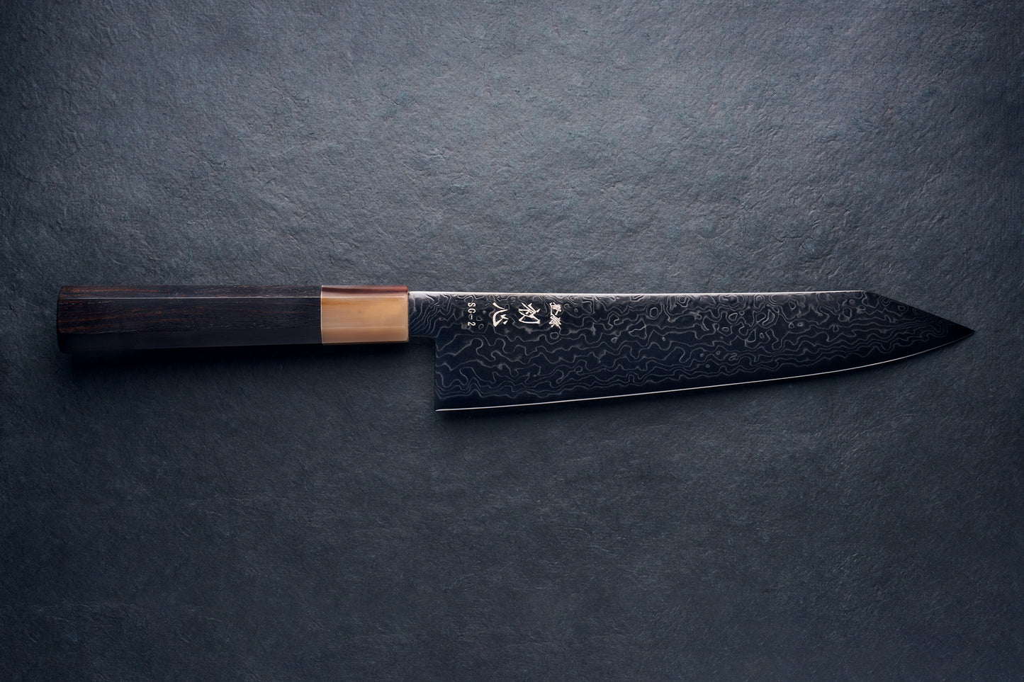 Hatsukokoro Ryuhyo SG2 Damascus BLACK Kiritsuke Gyuto 210mm