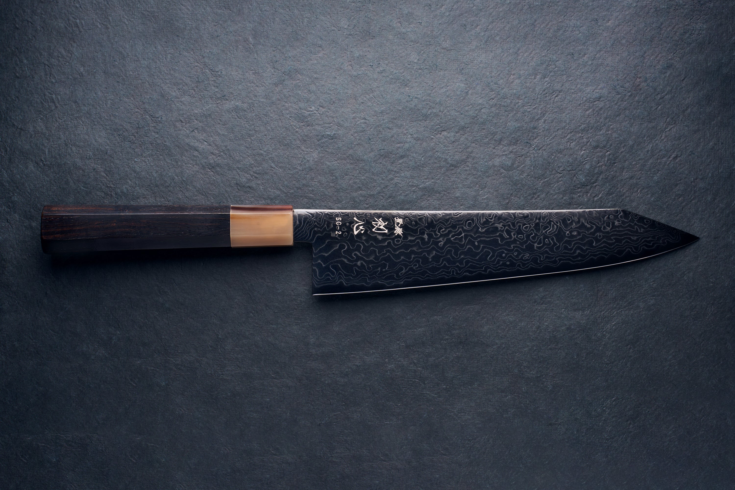 Hatsukokoro Ryuhyo SG2 Damascus BLACK Kiritsuke Gyuto 210mm