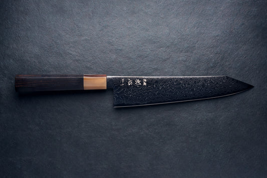 Hatsukokoro Ryuhyo SG2 Damascus BLACK Kiritsuke Gyuto 210mm