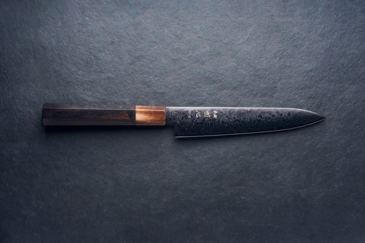 Hatsukokoro Ryuhyo SG2 Damascus BLACK Petty 150mm