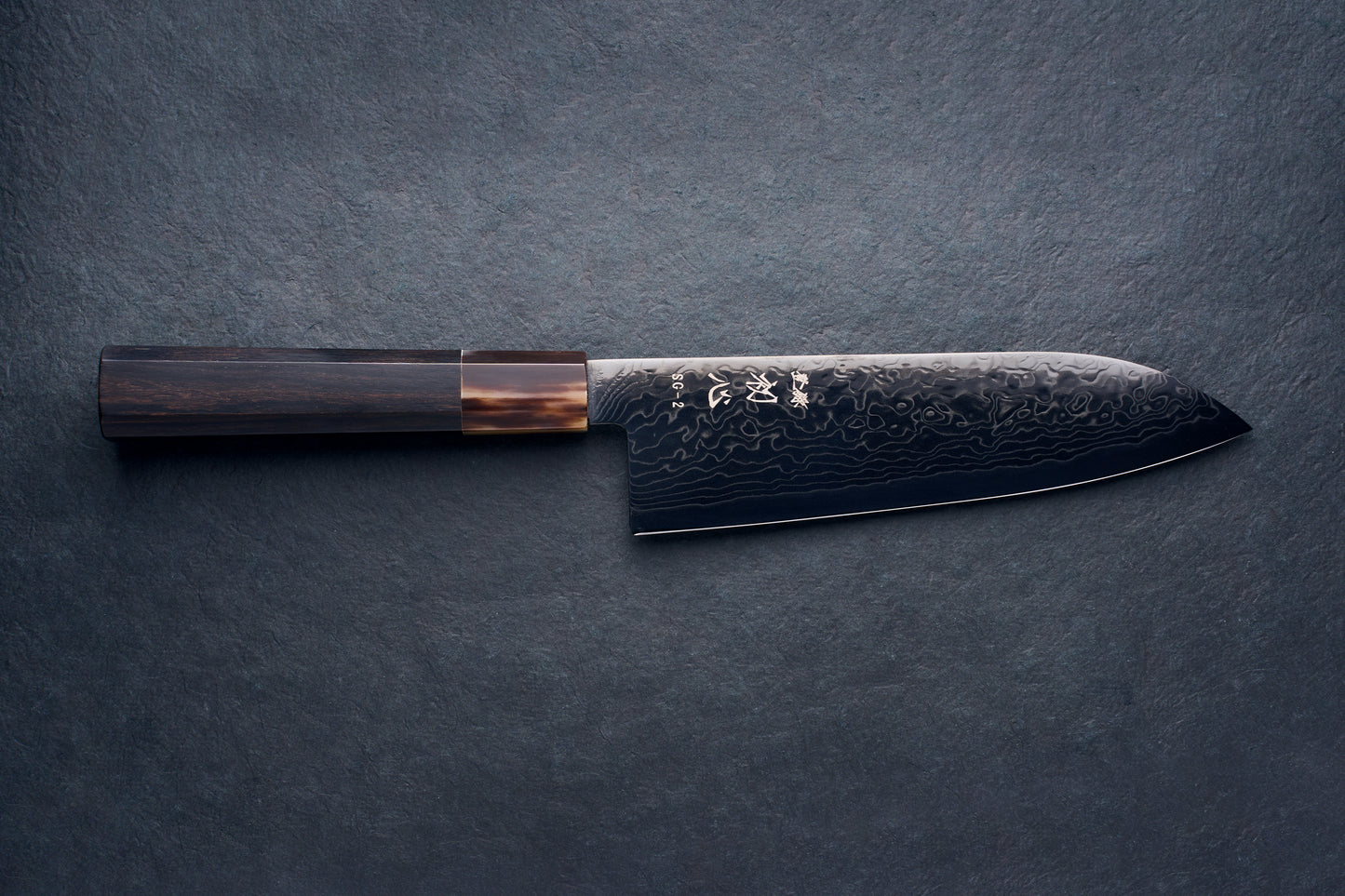 Hatsukokoro Ryuhyo  SG2 Damascus BLACK Santoku 165mm