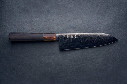 Hatsukokoro Ryuhyo  SG2 Damascus BLACK Santoku 165mm