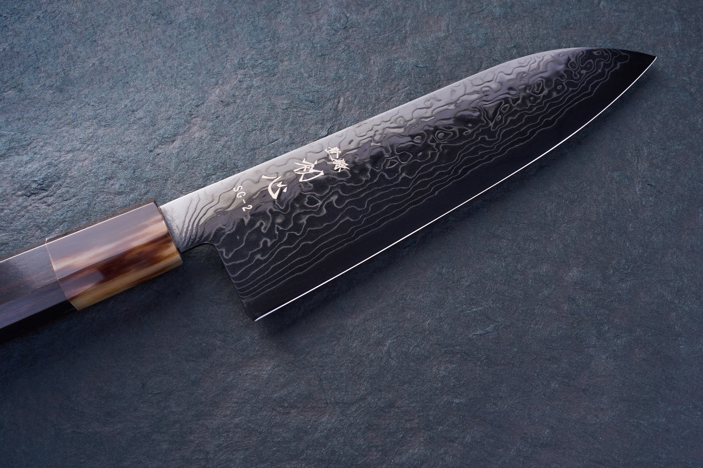 Hatsukokoro Ryuhyo  SG2 Damascus BLACK Santoku 165mm