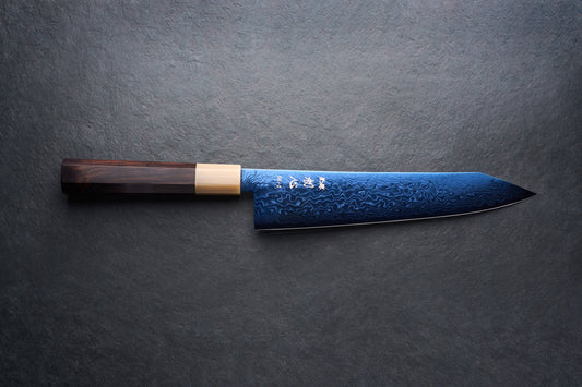 Hatsukokoro Ryuhyo SG2 Damascus BLUE Kiritsuke Gyuto 210mm
