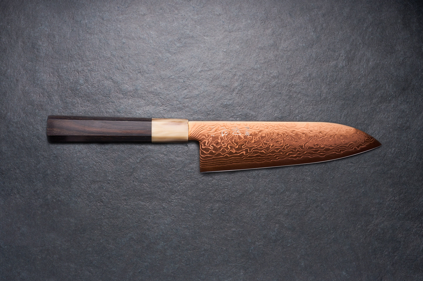 Hatsukokoro Ryuhyo SG2 Damascus COPPER Santoku 165mm