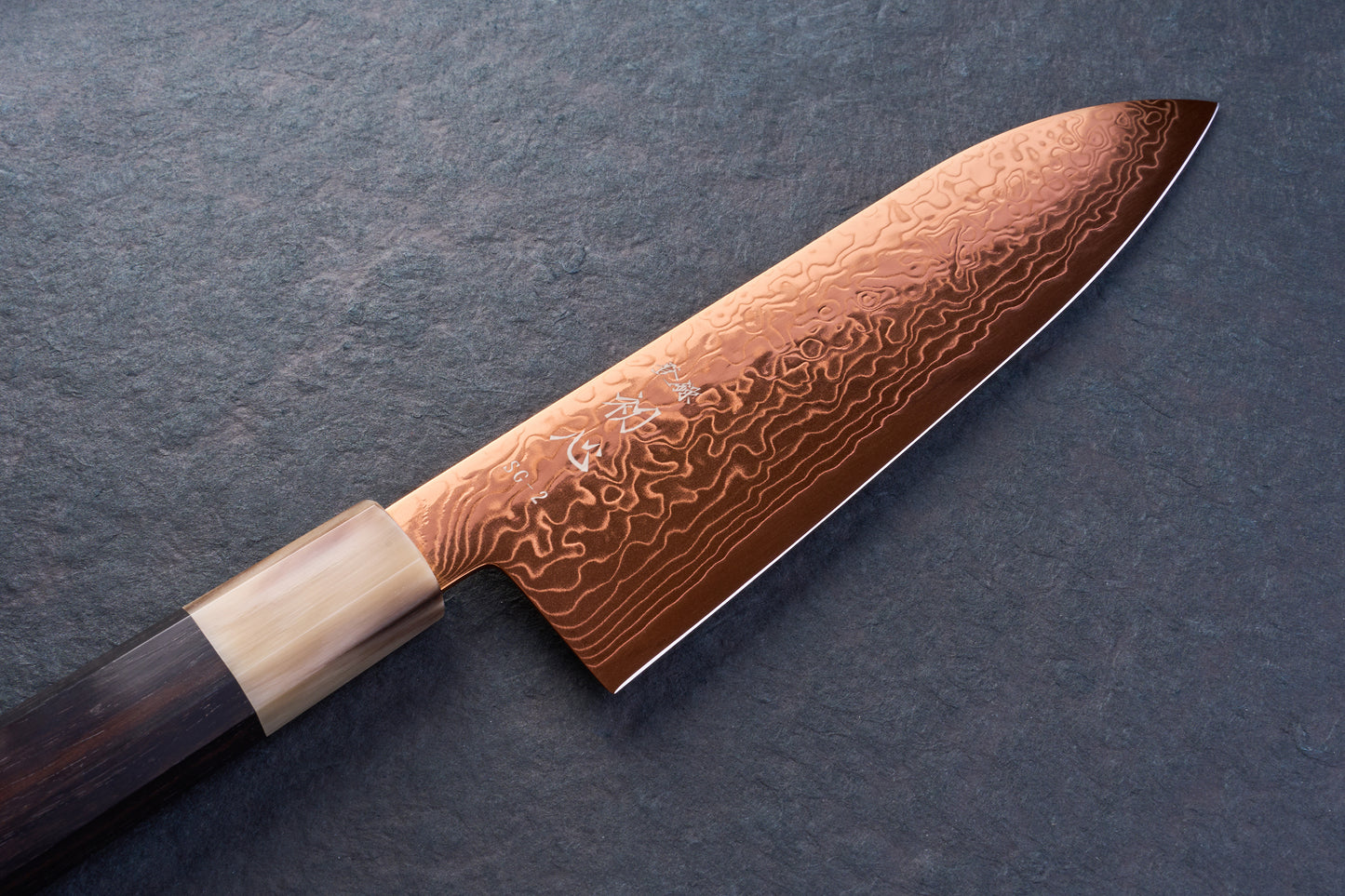 Hatsukokoro Ryuhyo SG2 Damascus COPPER Santoku 165mm