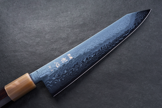 Hatsukokoro Ryuhyo SG2 Damascus BLUE Kiritsuke Gyuto 210mm