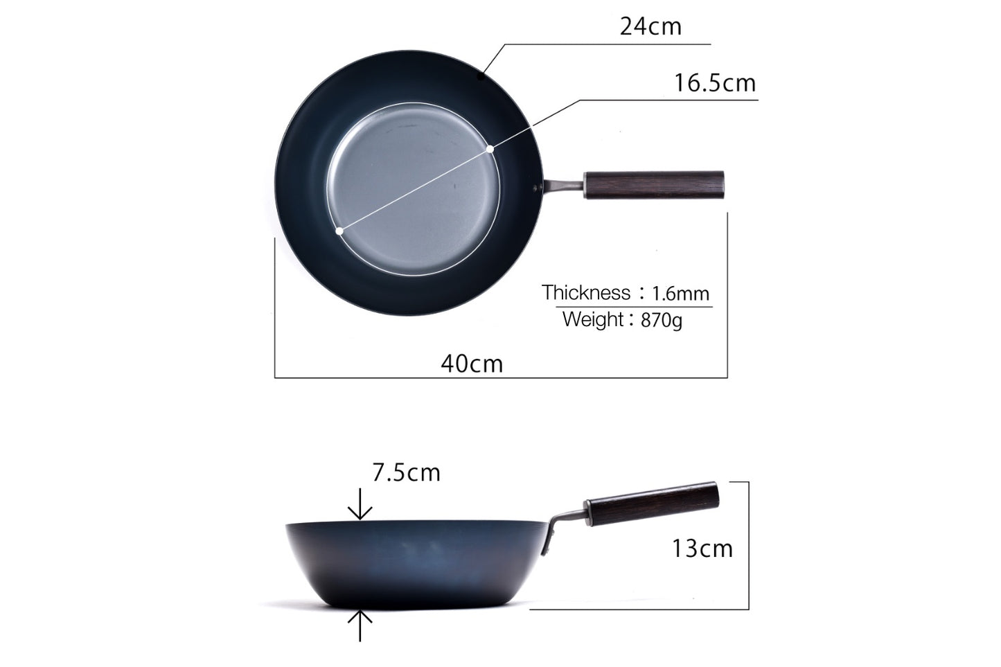 Prince Kogyo Carbon Steel Stir-Frying Pan 24cm