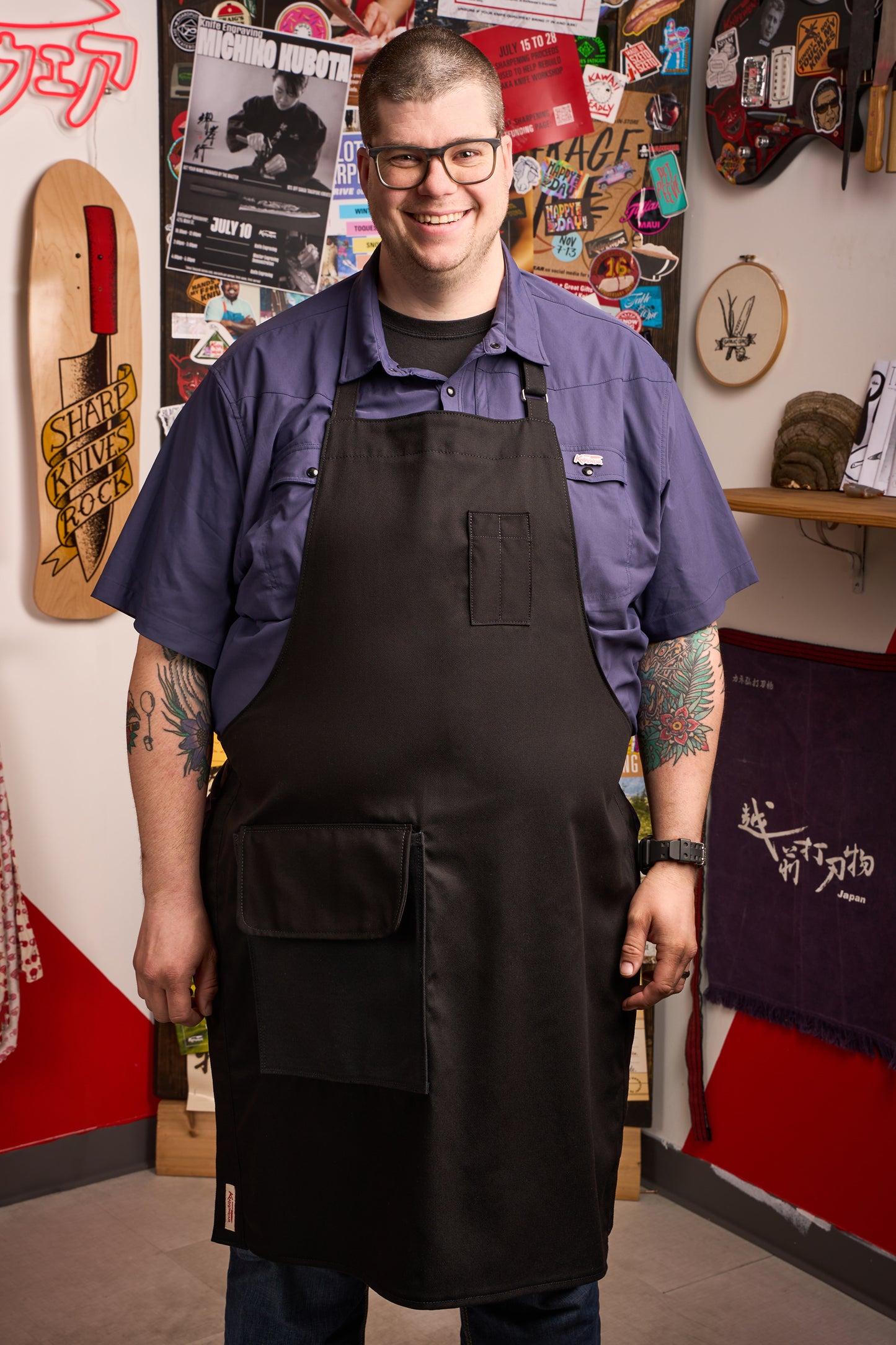 Tablier Knifewear Good-As - Sergé de coton noir