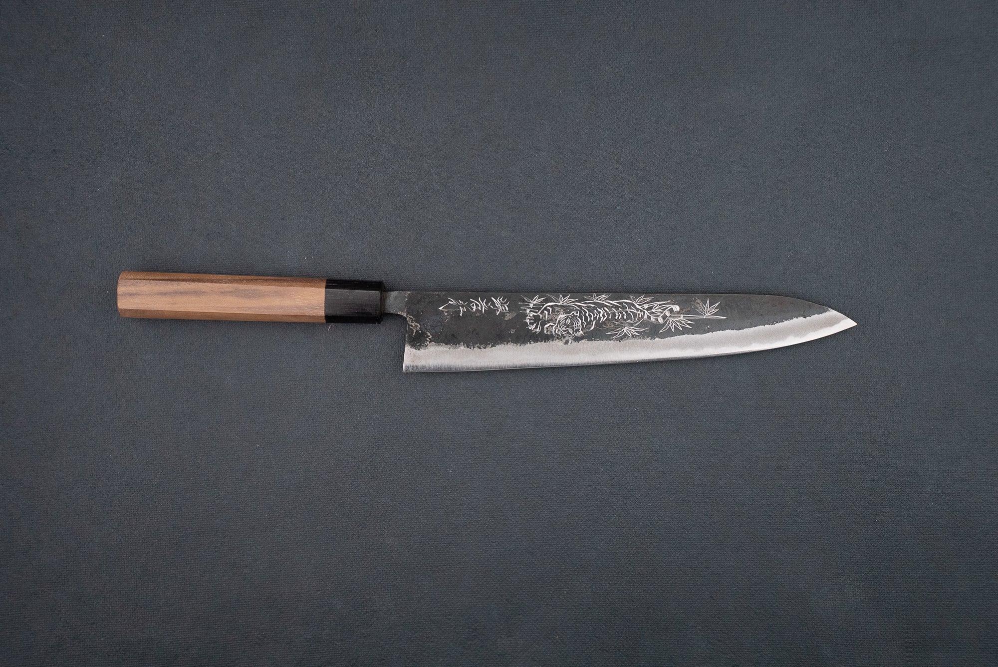Sakai Takayuki Michiko Kubota Engraved Aogami Gyuto 240mm "Tiger" from Sakai Takayuki