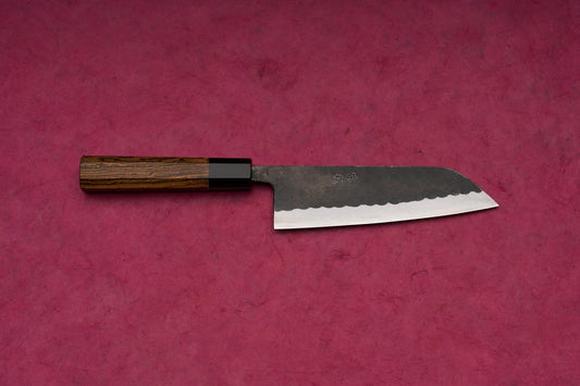Munetoshi Shirogami Kurouchi Tsuchime Santoku 165mm