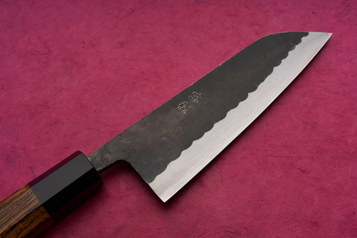 Munetoshi Shirogami Kurouchi Tsuchime Santoku 165mm