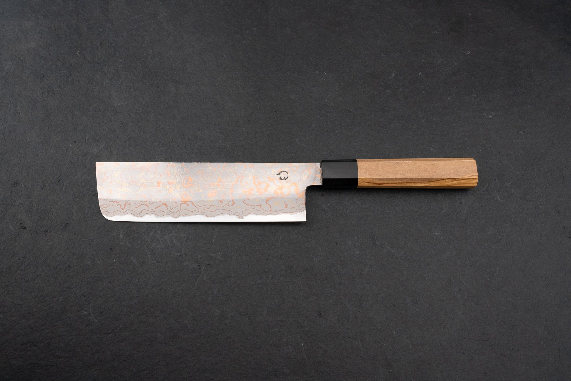 Mutsumi Hinoura V-toku Rainbow Damascus Nakiri 180mm from Mutsumi Hinoura