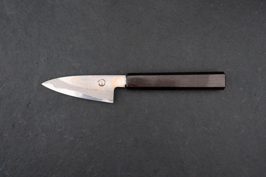 Mutsumi Hinoura V-toku Rainbow Damascus Petty 85mm