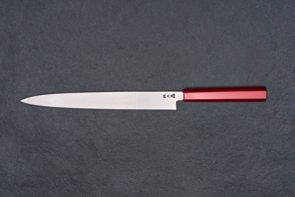 Sakai Takayuki Ginsan Kyomen Yanagiba 300mm with Aizu-Nuri Urushi Handle and Saya