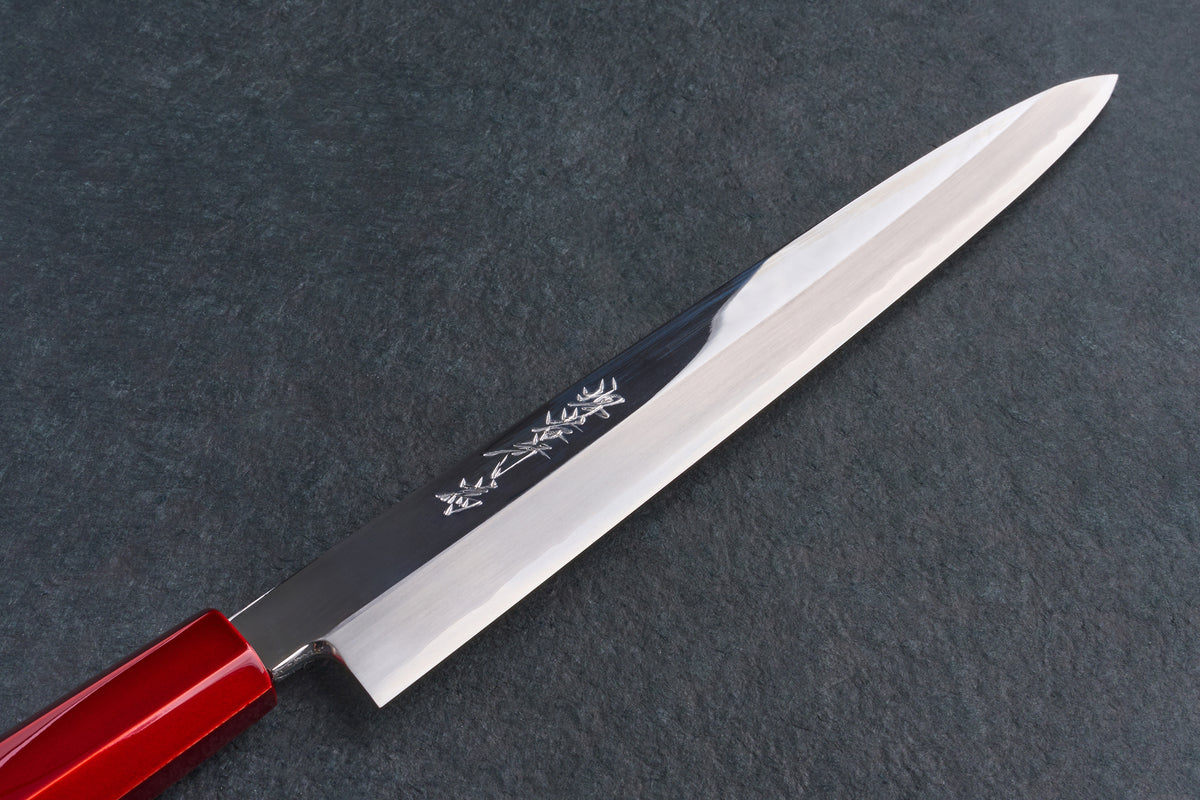 Sakai Takayuki Ginsan Kyomen Yanagiba 300mm with Aizu-Nuri Urushi Handle and Saya