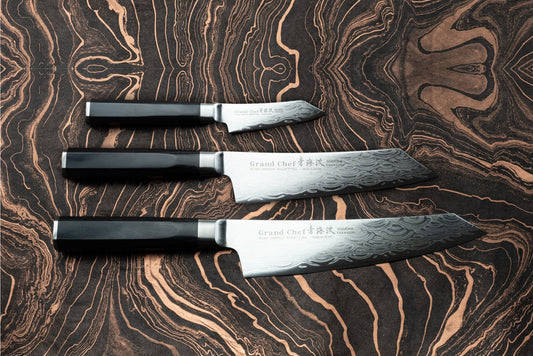 Sakai Takayuki Grand Chef Seigaiha 3 Peice Knife Set