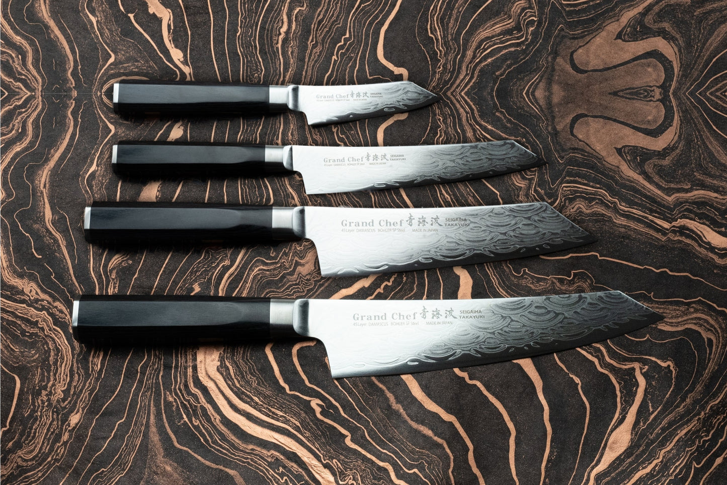 Sakai Takayuki Grand Chef Seigaiha 4 Peice Knife Set