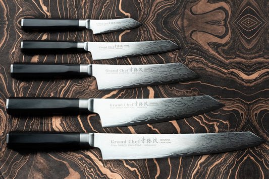 Sakai Takayuki Grand Chef Seigaiha 5 Peice Knife Set