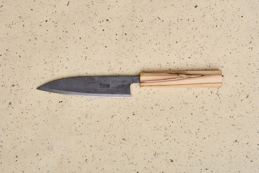 Suzuki Uchi Hamono Shirogami Kurouchi Left Handed Single Bevel Ko-Santoku 135mm