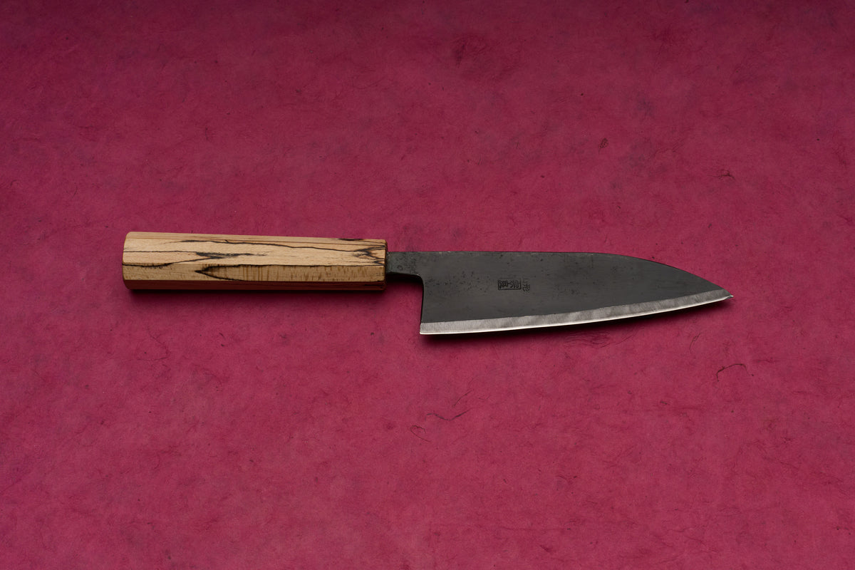 Suzuki Uchi Hamono Shirogami Kurouchi Simple Biseau Ko-Santoku 135mm