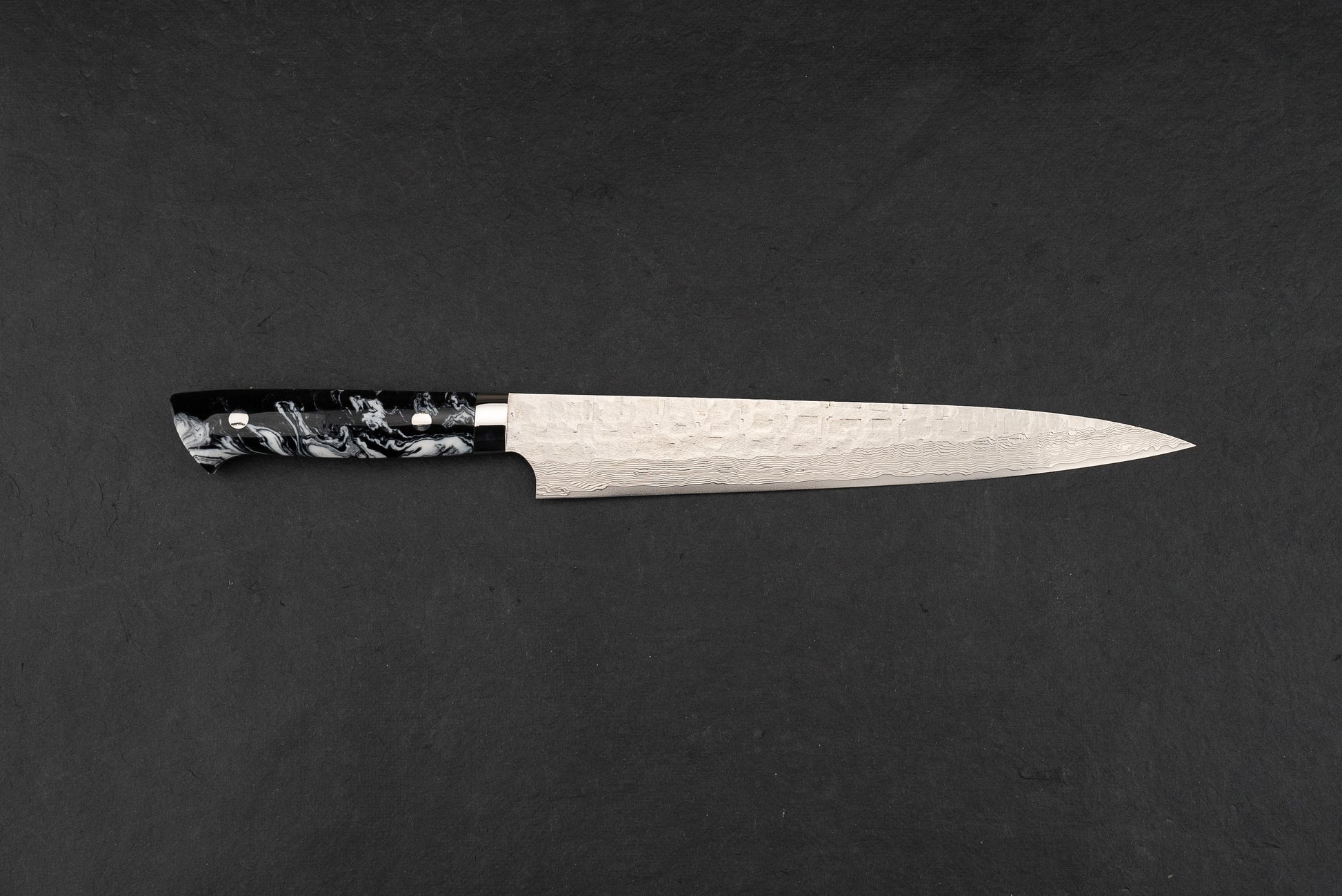 Takeshi Saji VG10 Cross Tsuchime Damascus Western Sujihiki 240mm from Takeshi Saji
