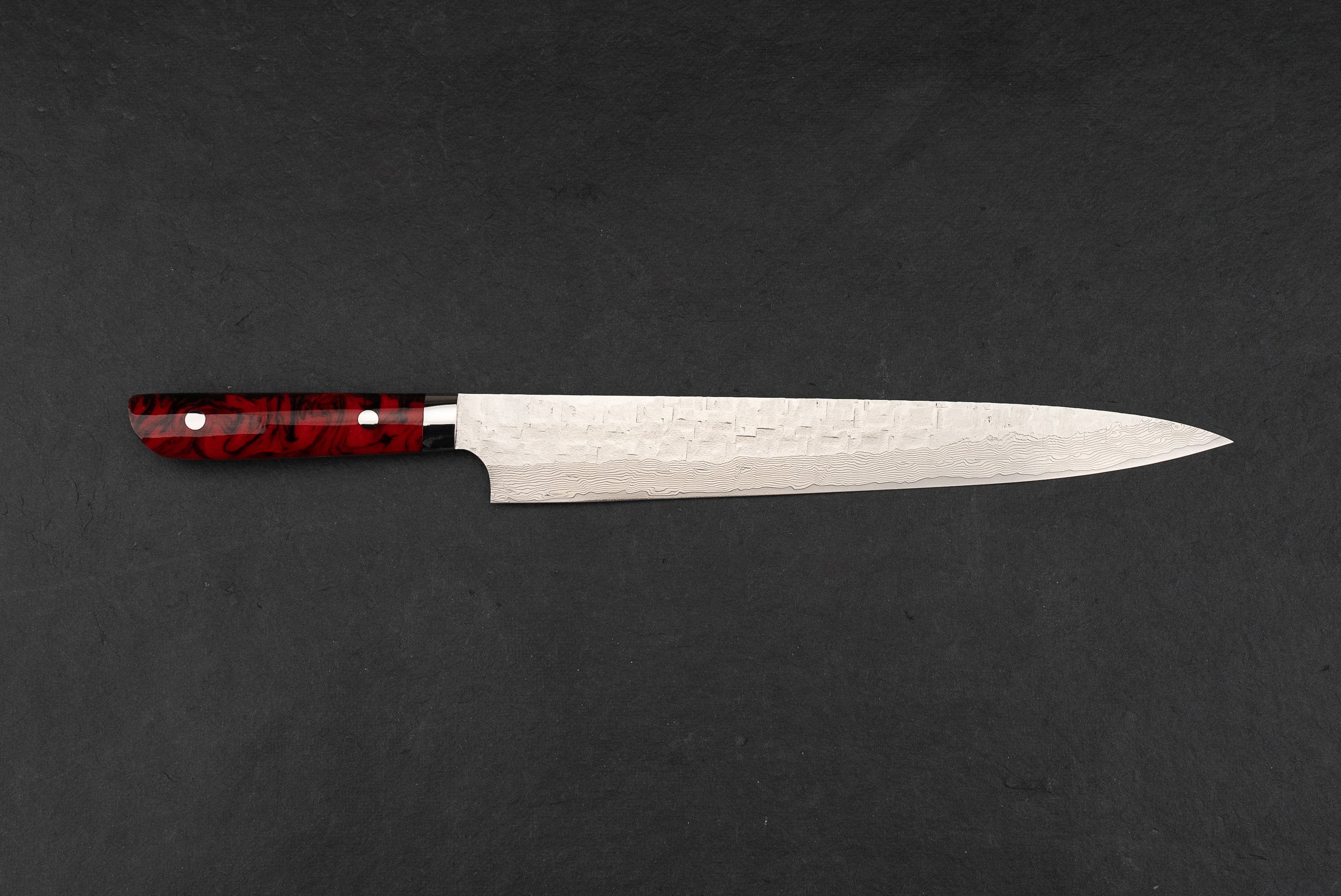 Takeshi Saji VG10 Cross Tsuchime Damascus Western Sujihiki 270mm from Takeshi Saji