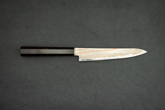 Hatsukokoro Hayabusa Aogami Rainbow Damascus Petty 150mm