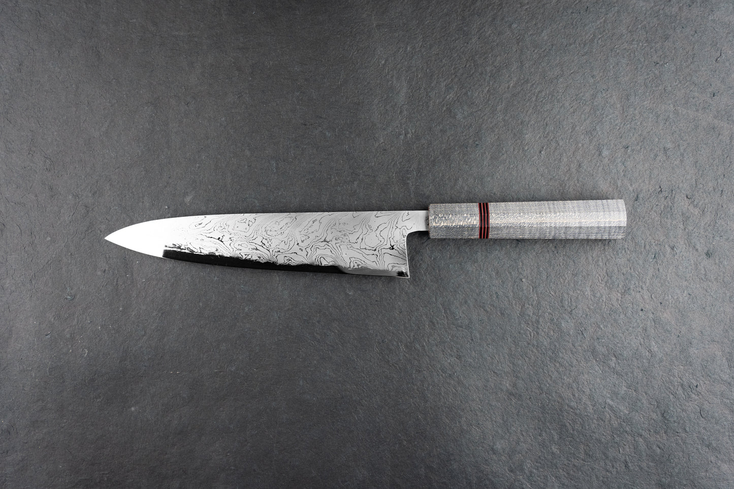 Hatsukokoro Hyomon Shirogami Damascus Gyuto 210mm