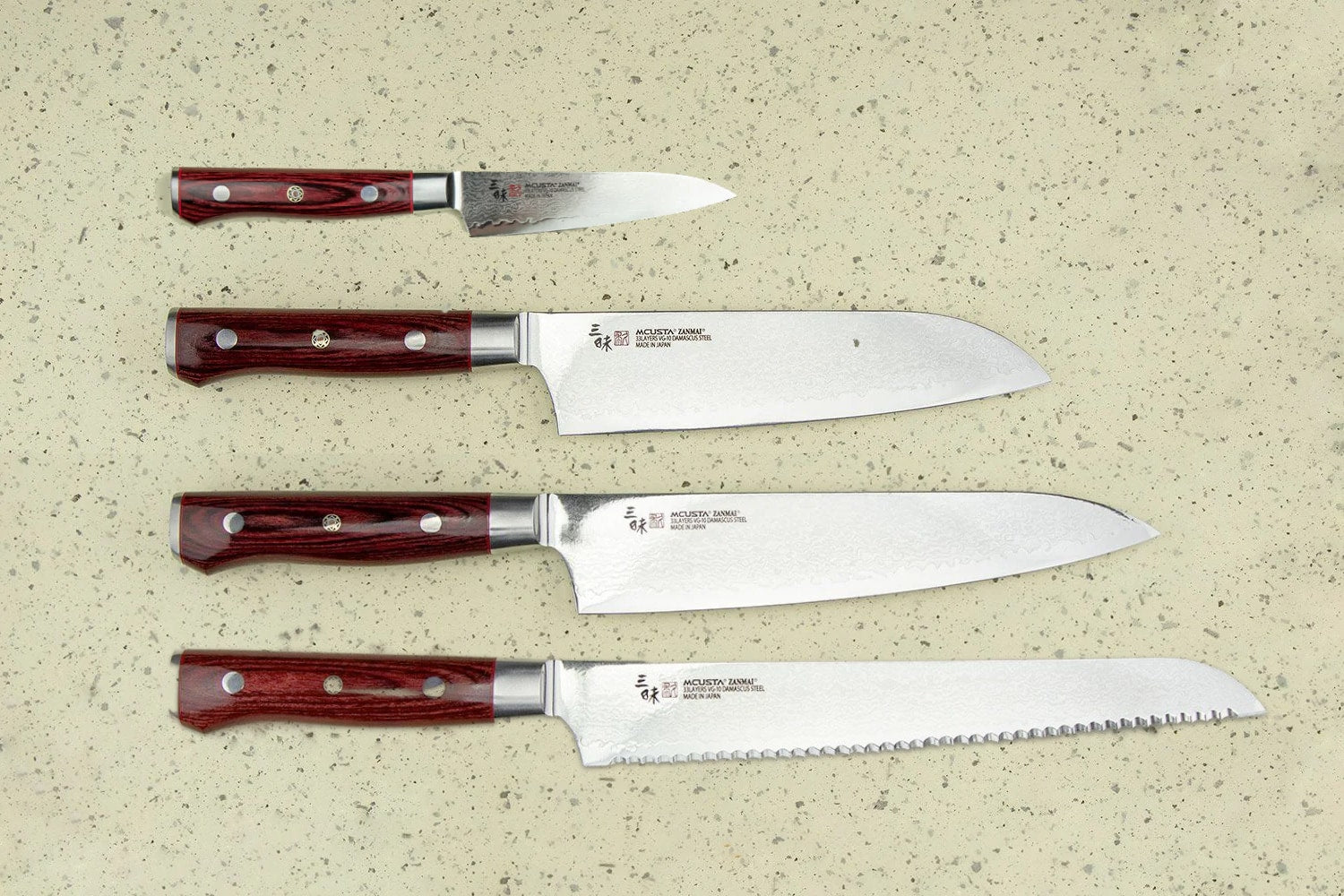 Mcusta Zanmai Classic Pro Damascus Flame 4 Piece Knife Set from Mcusta