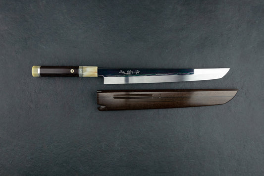 Sakai Kikumori Shiroichi Kyomen Sakachoji Honyaki Sakimaru Yanagiba 300mm