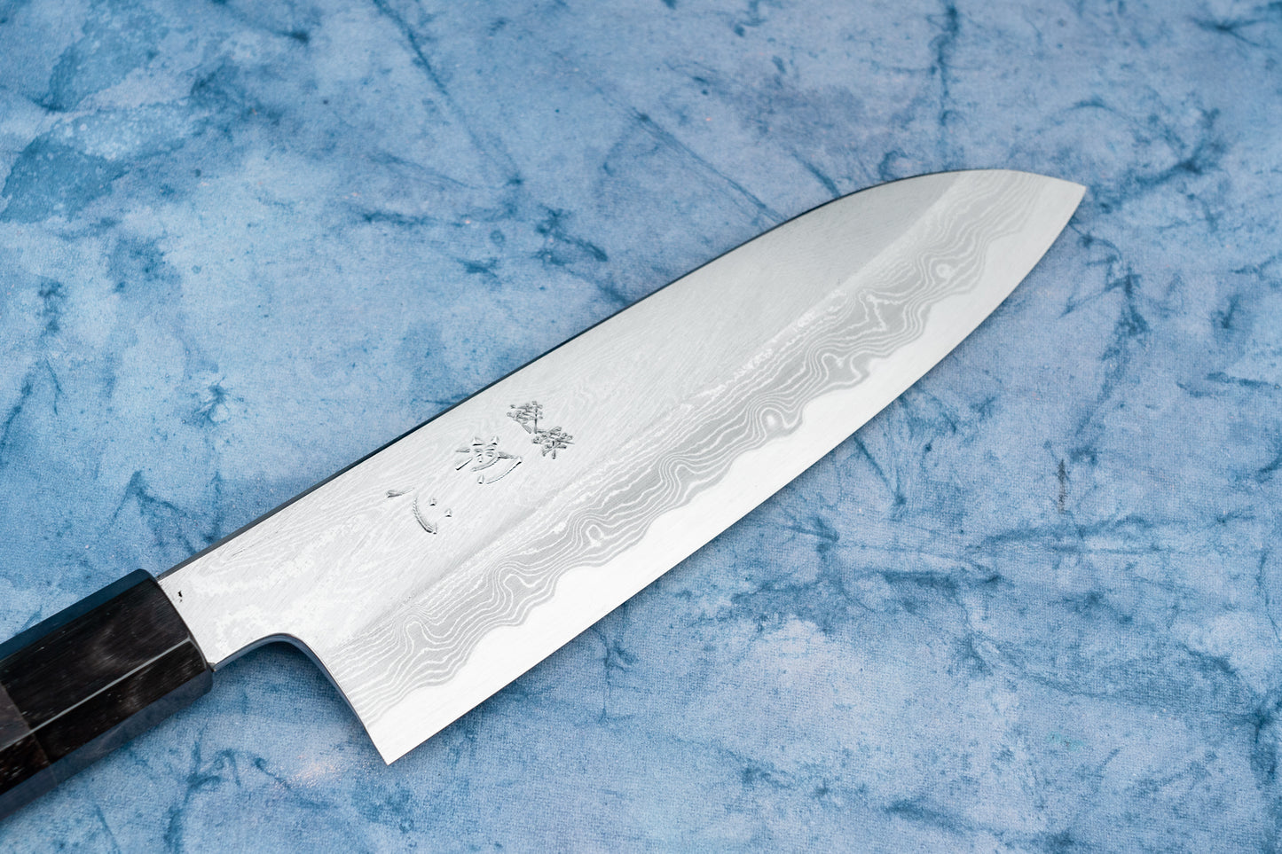 Satoshi Nakagawa Hatsukokoro Aoichi Damascus Shinogi Santoku 180mm