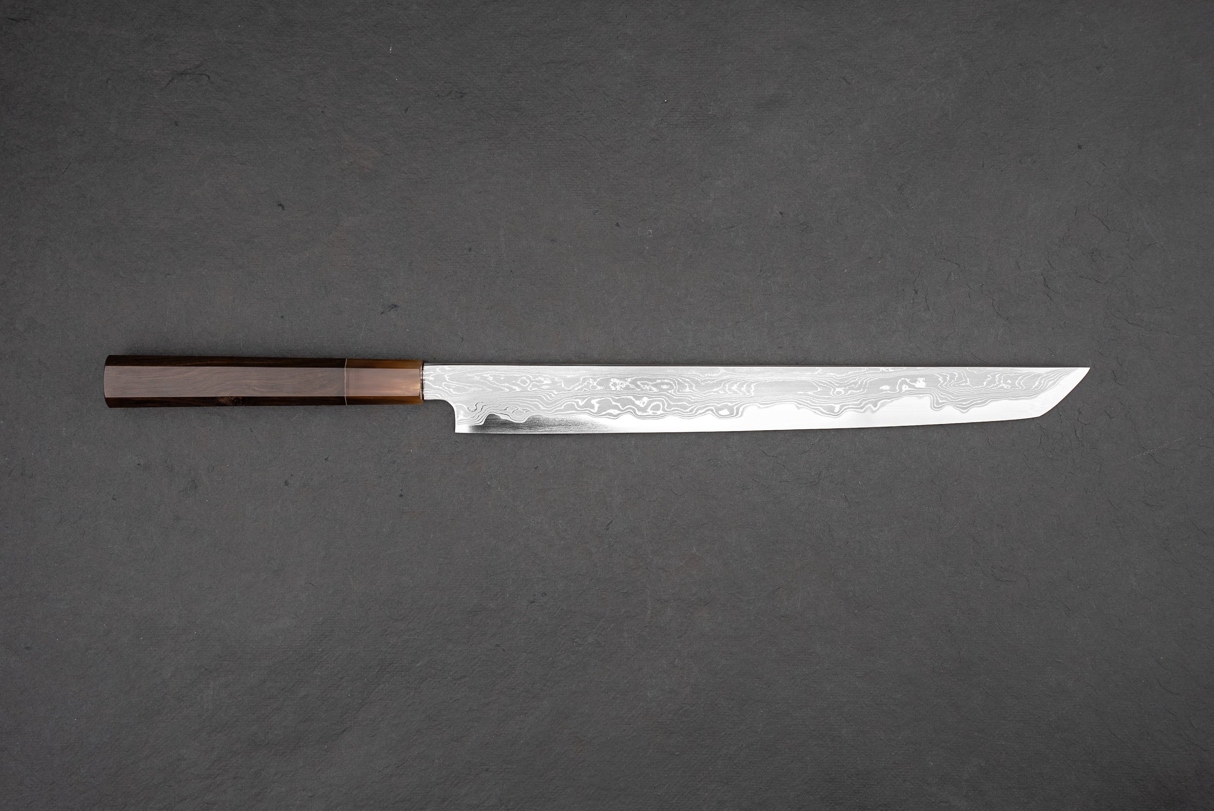 Satoshi Nakagawa x Naohito Myojin Aoichi Damascus Sakimaru Sujihiki 300mm from Nakagawa Hamono